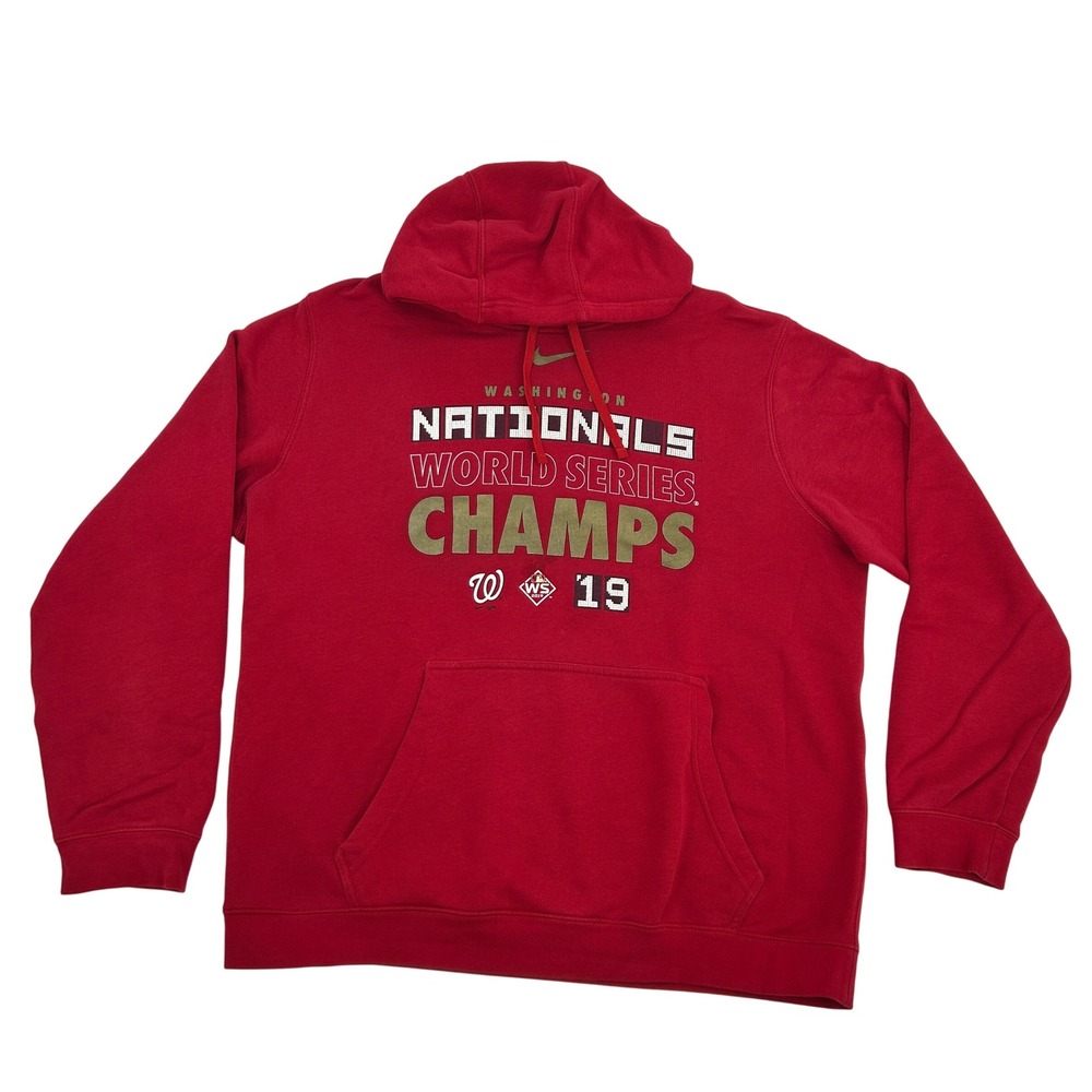 Washington Nationals 2019 World Series Champs Nike Hoodie Mens XL Red Fleece